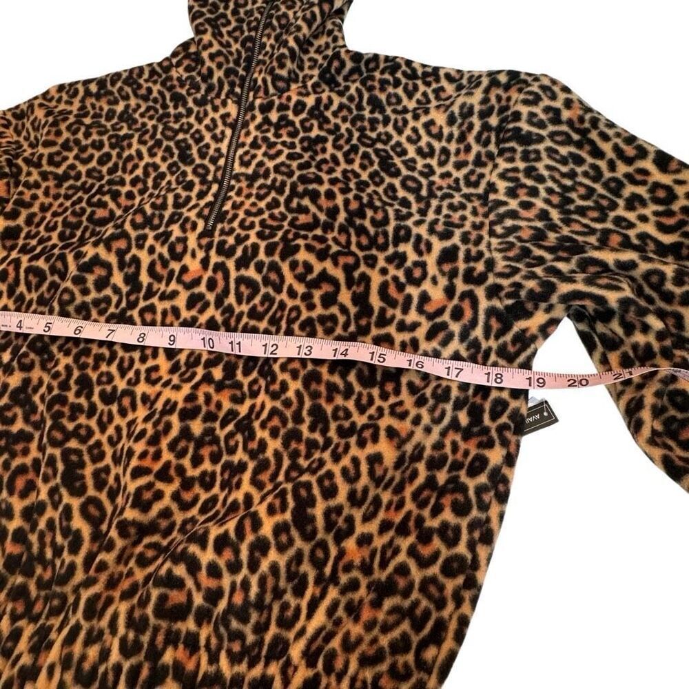 New Nordstrom Bundle Leopard Fleece& Doggy Crop Sweatshirt XS Black Tan - Picture 8 of 10